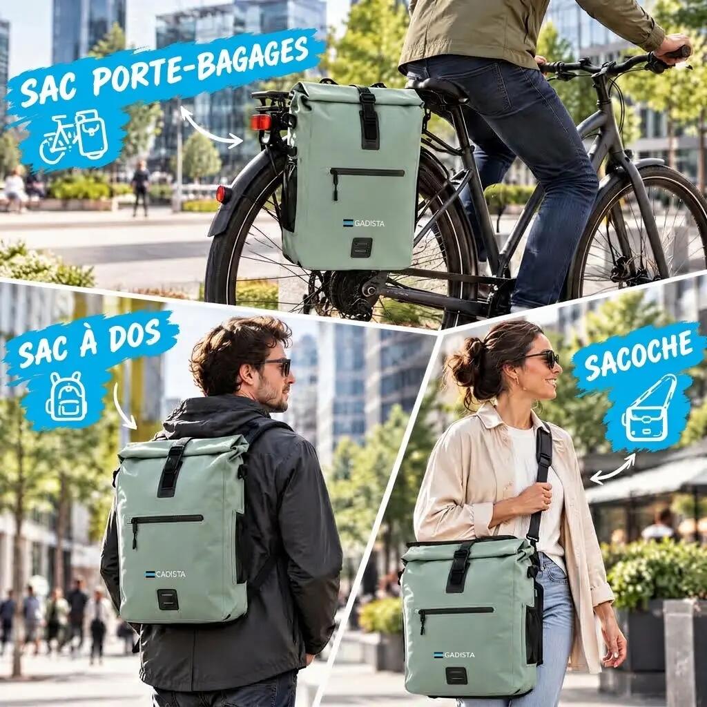 Fahrradtasche 25L wasserdicht  IPX6 Gepäckträger Rucksack Laptopfach 2/4