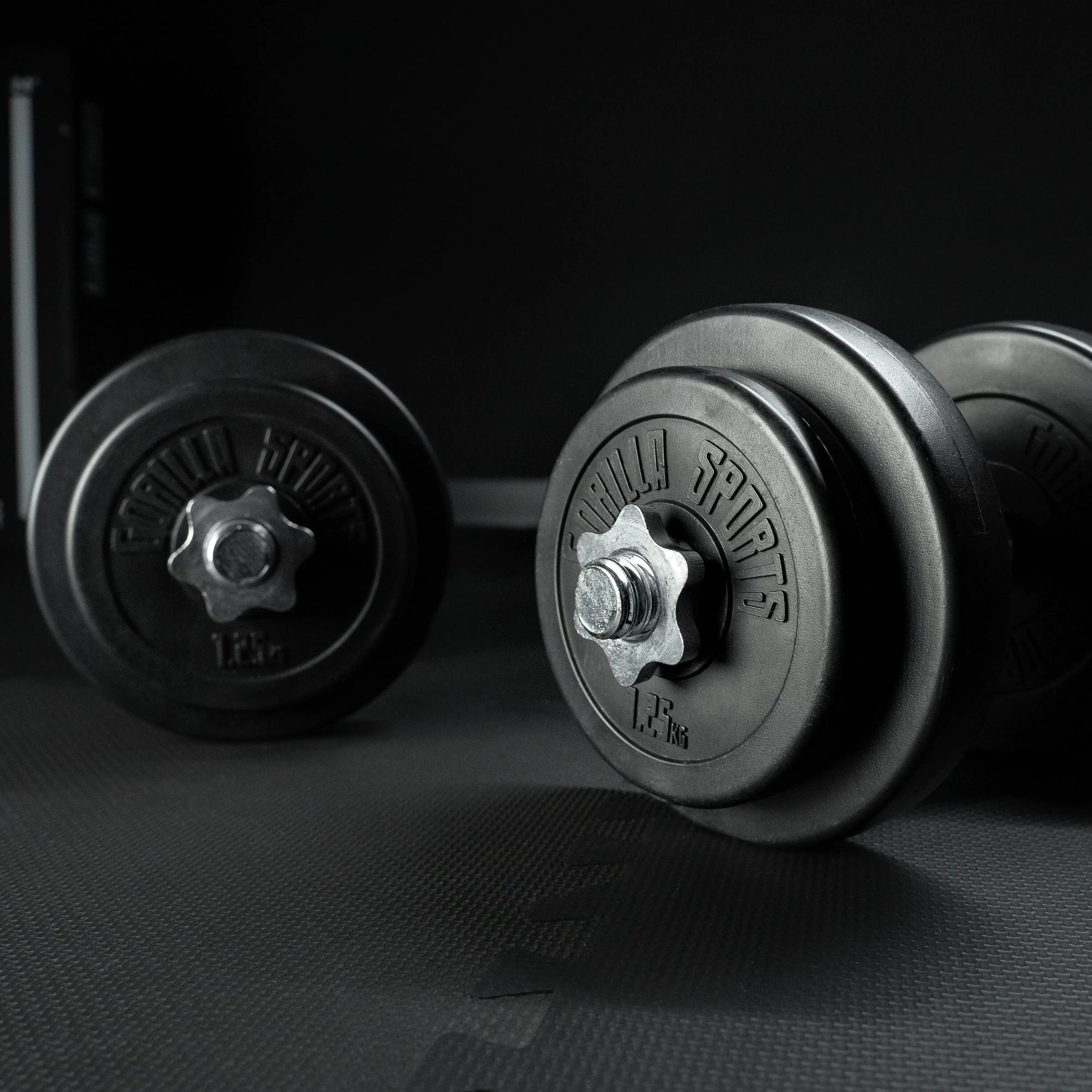 GorillaSports Jednoruční nakládací činky, 2x10 kg 9/15