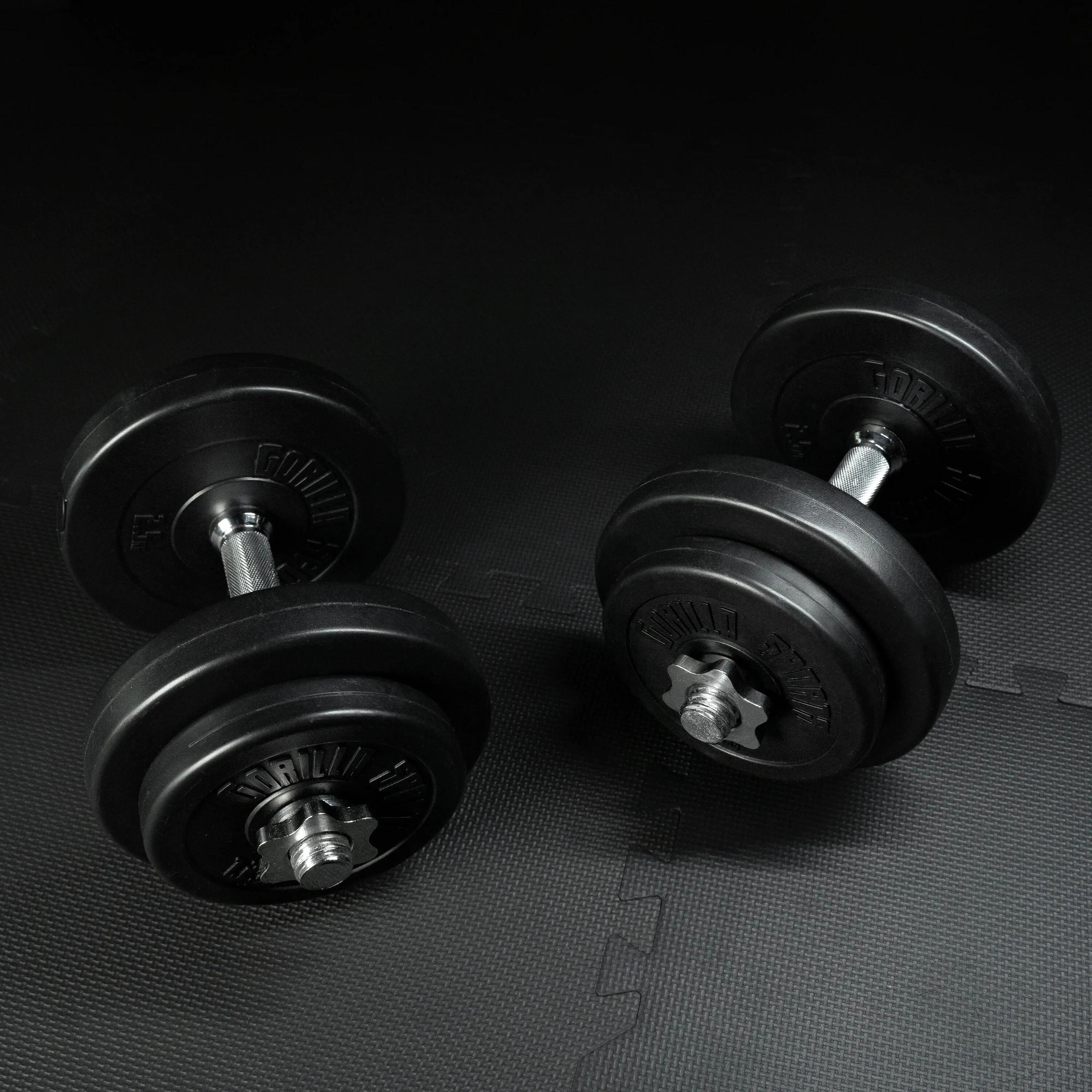 GorillaSports Jednoruční nakládací činky, 2x10 kg 8/15