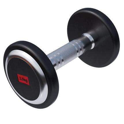 Haltère rond GORILLA SPORTS PRO 15 kg caoutchouc noir chromé