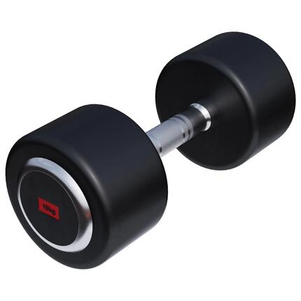 Haltère rond GORILLA SPORTS PRO 15 kg caoutchouc noir chromé