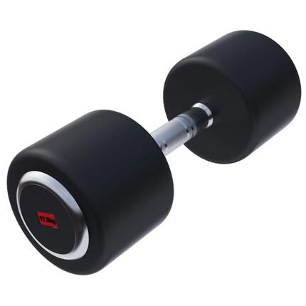 Haltère rond GORILLA SPORTS PRO 15 kg caoutchouc noir chromé