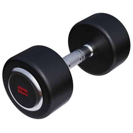 Haltère rond GORILLA SPORTS PRO 15 kg caoutchouc noir chromé