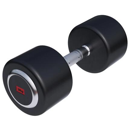Haltère rond GORILLA SPORTS PRO 15 kg caoutchouc noir chromé