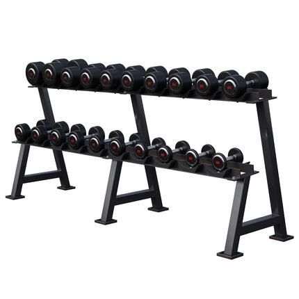 Haltère rond GORILLA SPORTS PRO 15 kg caoutchouc noir chromé