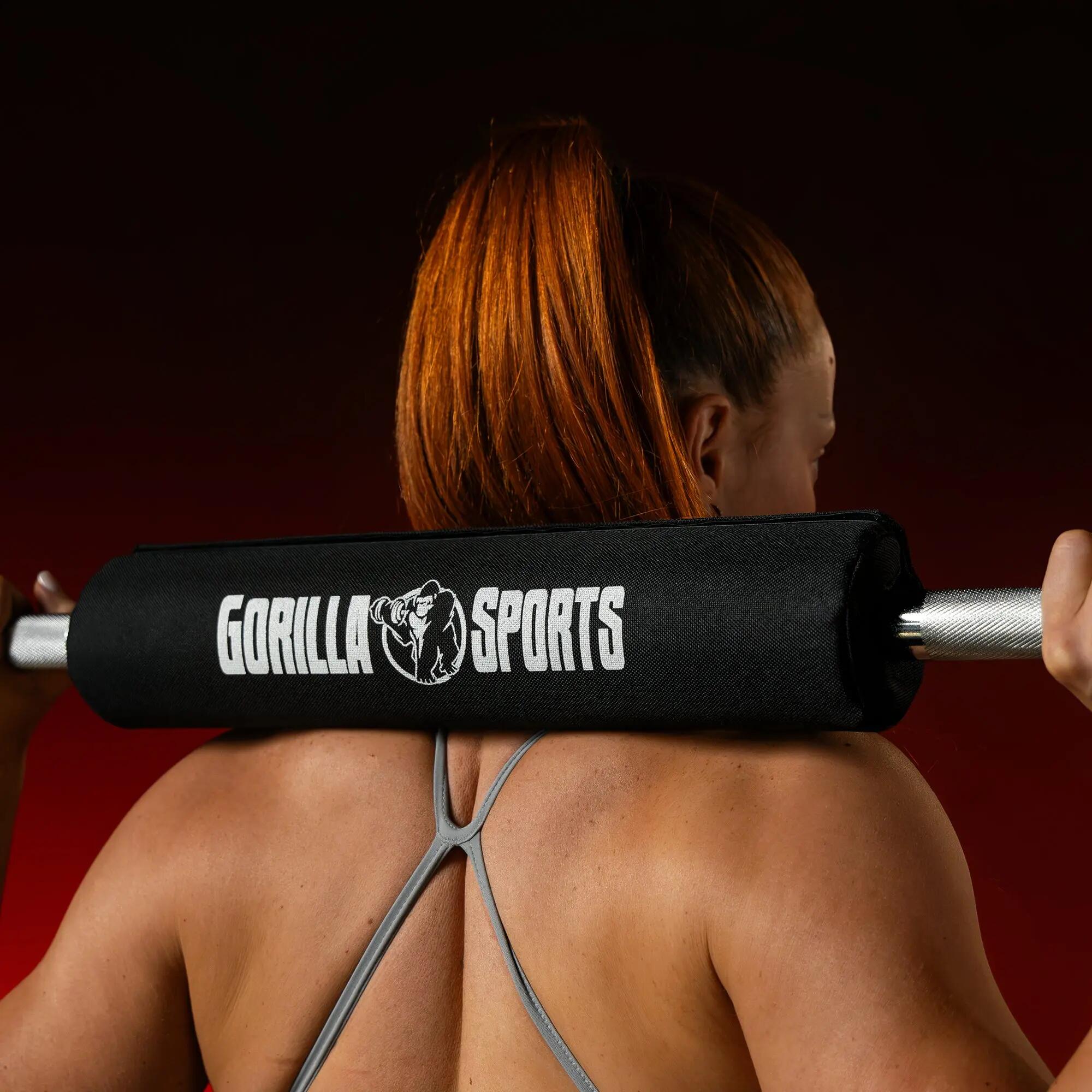 Protector Barra Pesas Musculación Gorilla Sports Negro 2/10