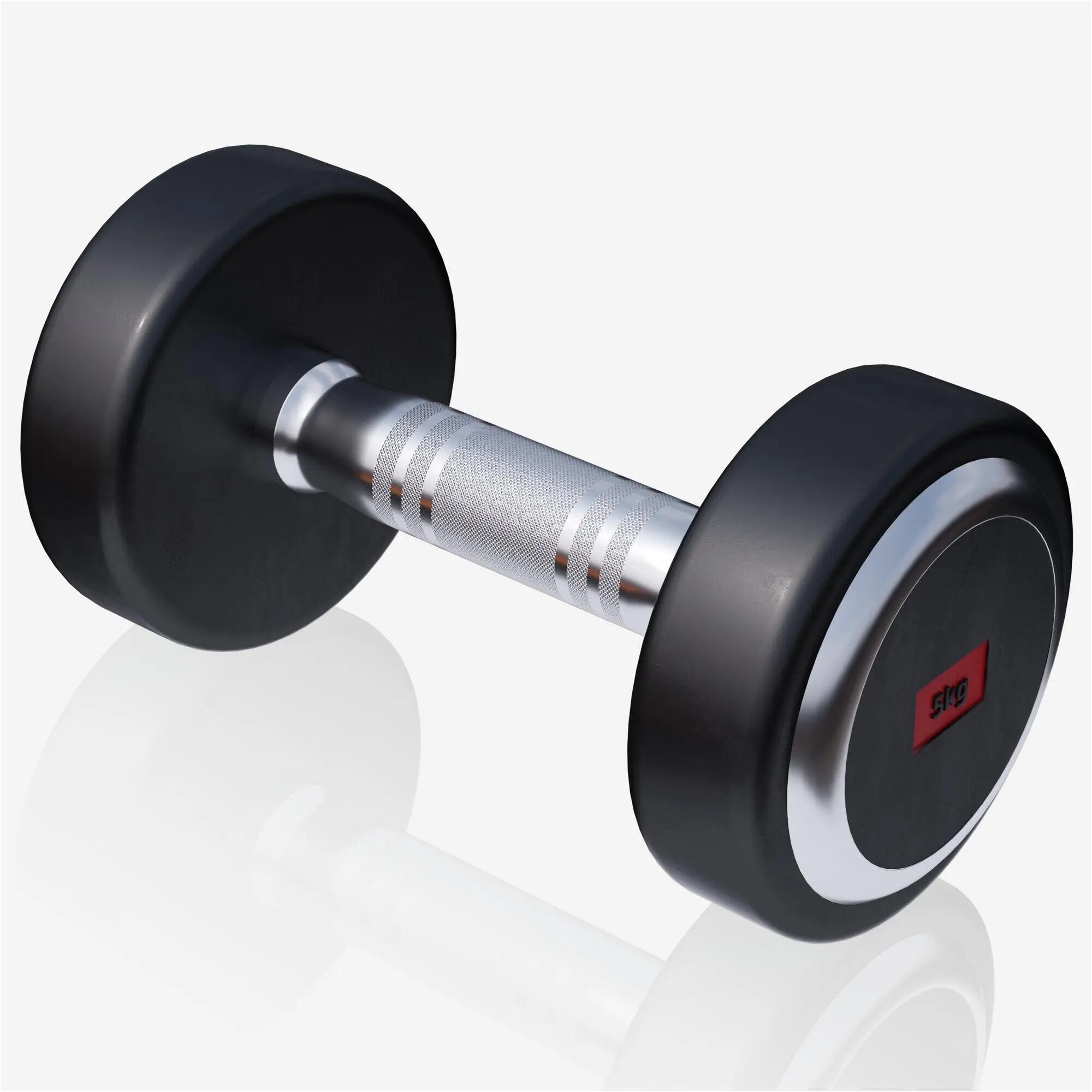 Haltère rond Gorilla Sports PRO 5 kg caoutchouc noir fonte 5/9