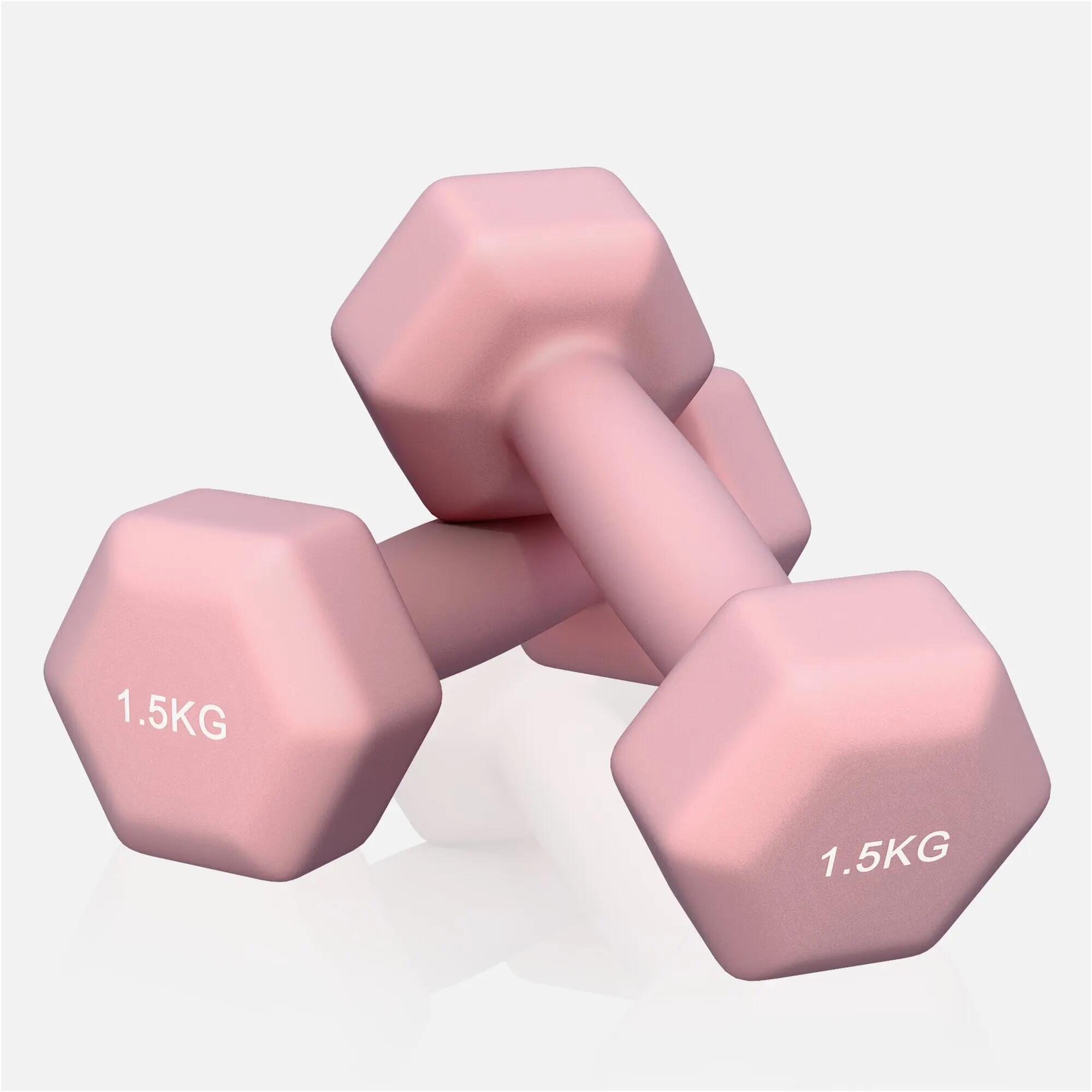 2x1,5 kg hantle gimnastyczne neoprenowe różowy 5/10