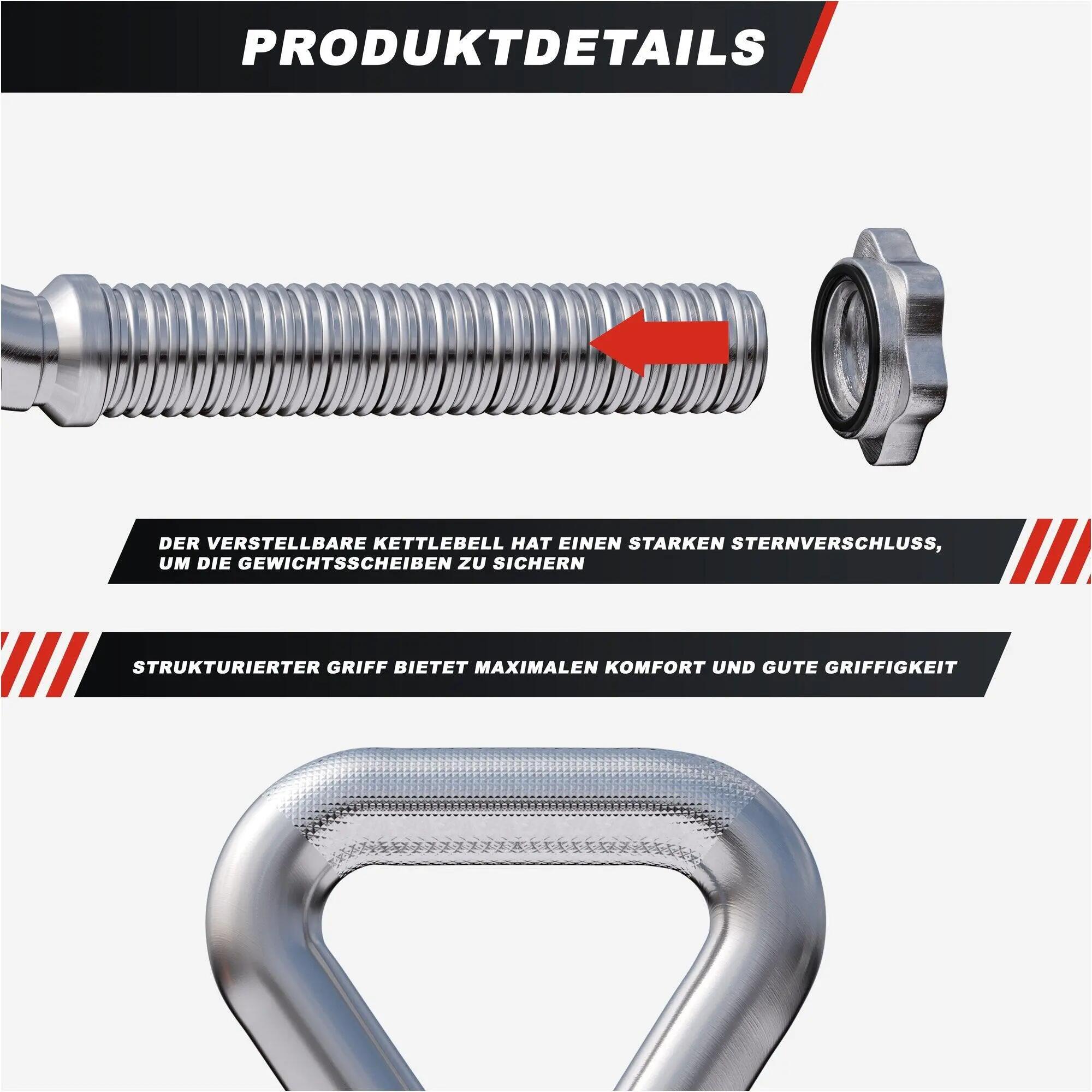 Kettlebell Verstellbar - Griff für 30mm Hantelscheiben, inkl. Sternverschluss 3/11