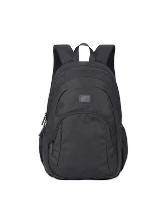 Sac à Dos Unisexe Noir Polyester 3 Compartiments et Poches Zippées - 30x17x43cm