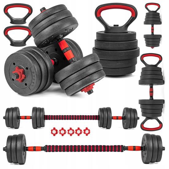 Hantle regulowane 6w1 sztanga kettlebell pompki Sapphire SG-1110K 2x10kg