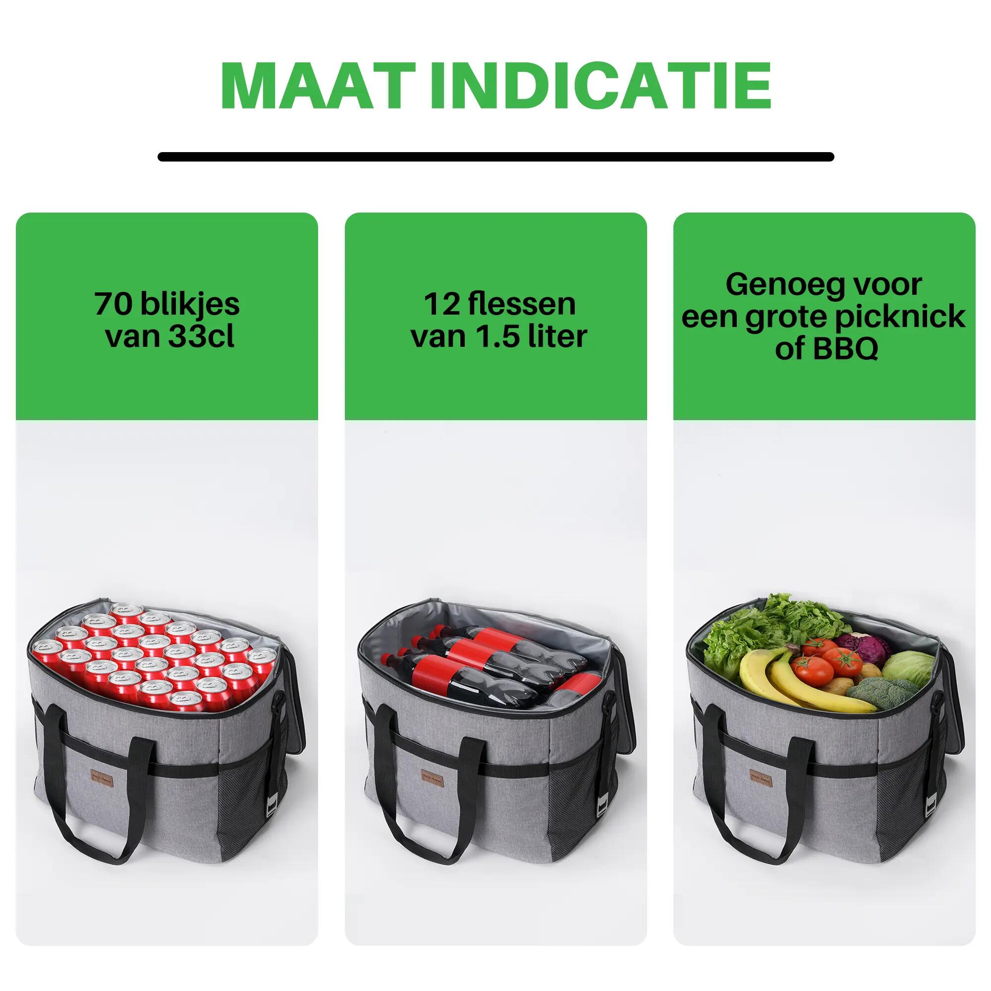 Koelbox Kamperen Divider 40L Vakverdeler Opvouwbaar Incl. 6 Koelelementen Grijs 7/7