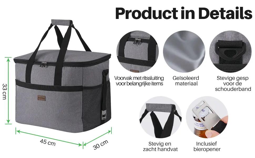 Koelbox Kamperen Fold Set 40L En 15L Incl. 8 Koelelementen Grijs 4/7