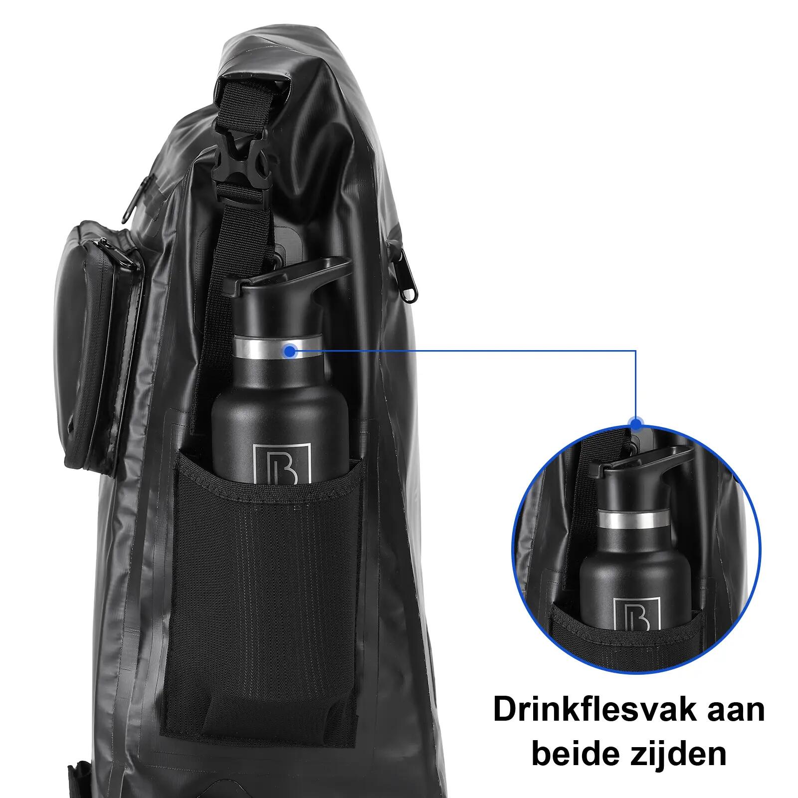 Fietstas Toerfietsen Rolltop Set 40L 2 Tassen 3 In 1 Waterdicht Zwart 7/7