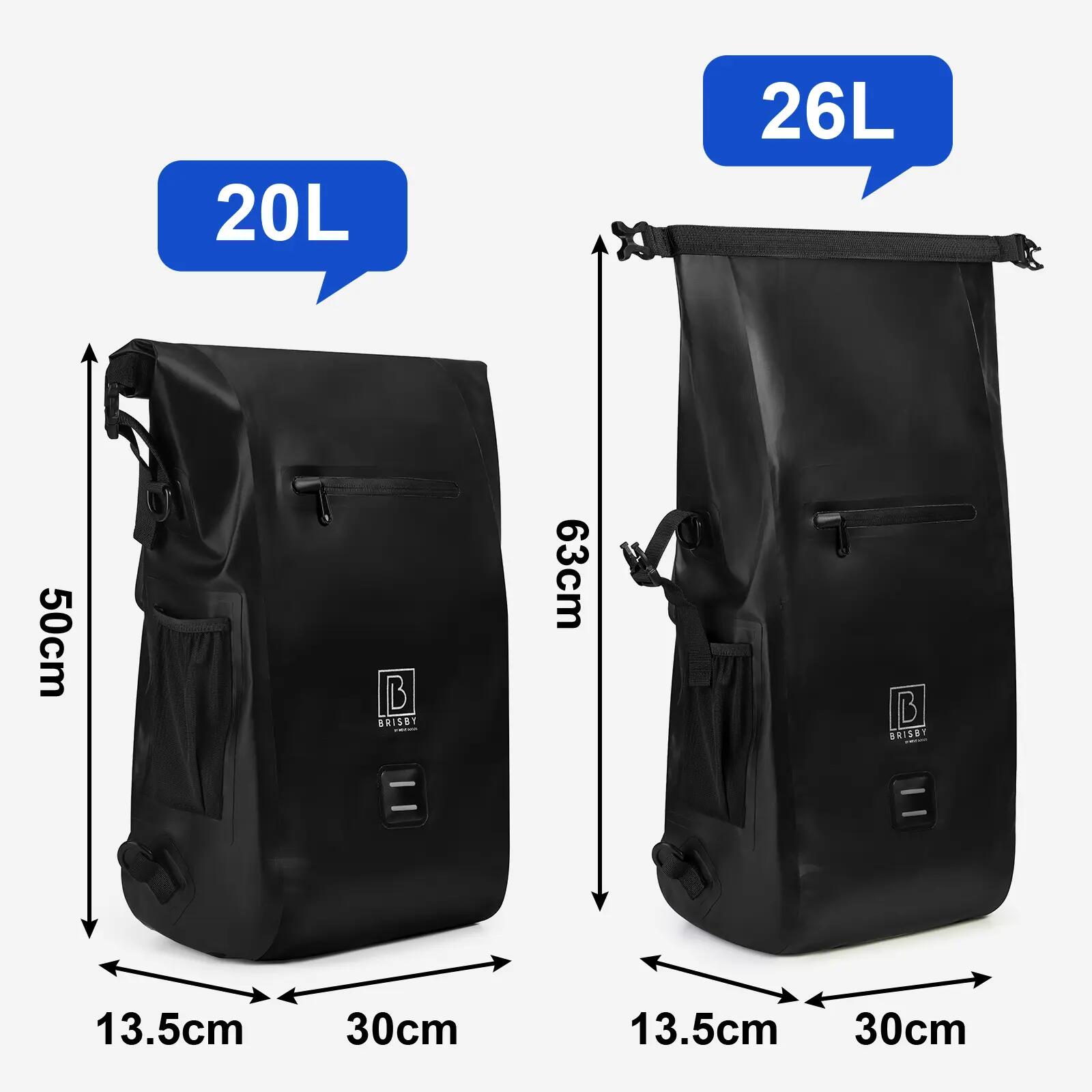 Fietstas Toerfietsen Rolltop 20L 3 In 1 Rugtas En Schoudertas Zwart 6/7