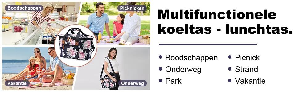 Koelbox Kamperen Shopper 21L Incl. Koelelementen En Lunchbox Meerkleurig 7/7