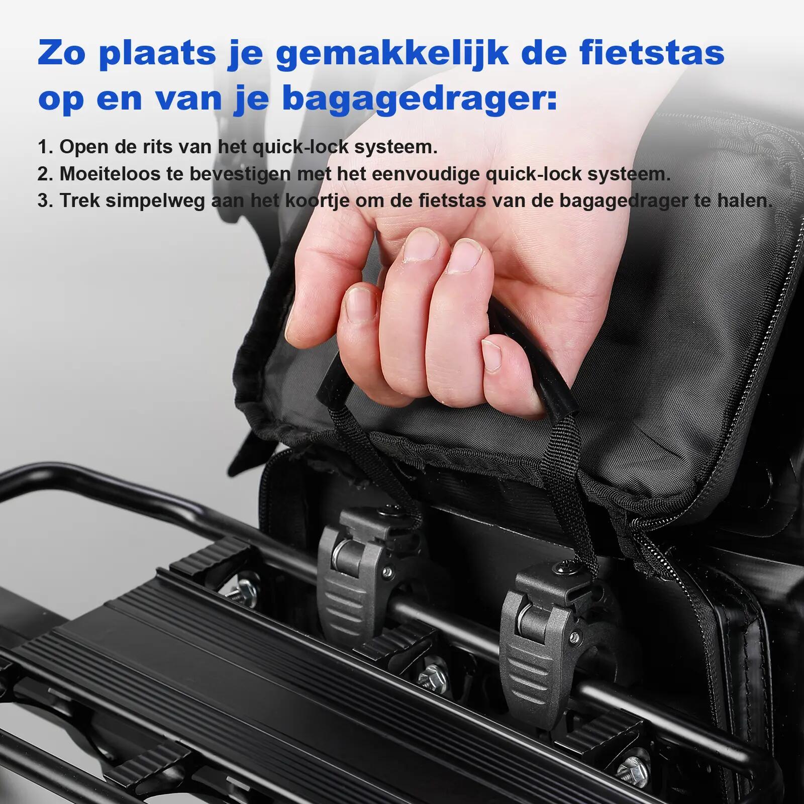 Fietstas Toerfietsen Rolltop 20L 3 In 1 Rugtas En Schoudertas Zwart 3/7