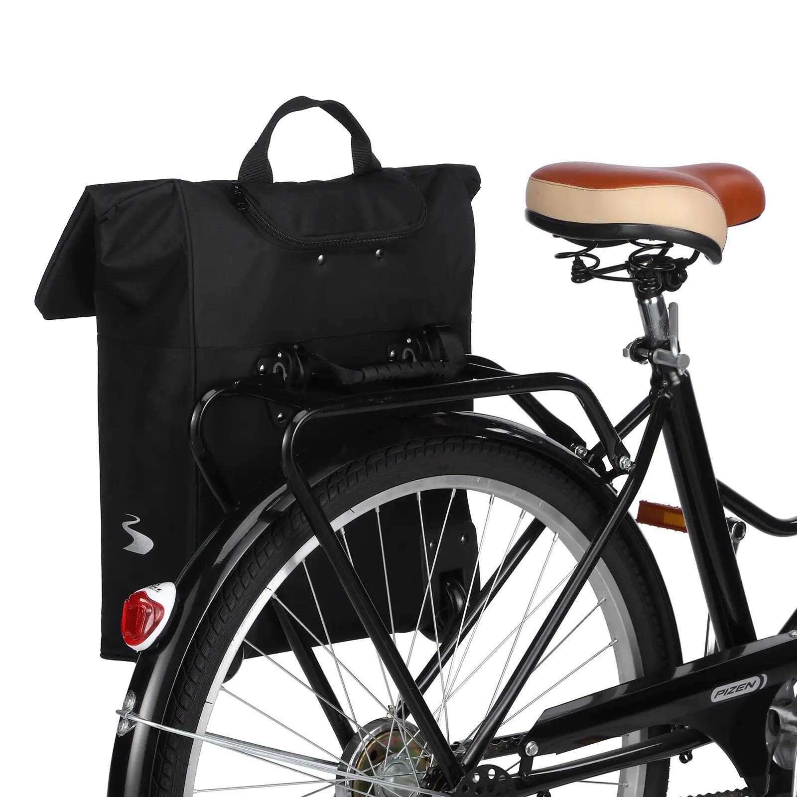 Fietstas Toerfietsen Fietstrolley 18L Tot 28L Met Wielen Laptopvak Zwart 6/7