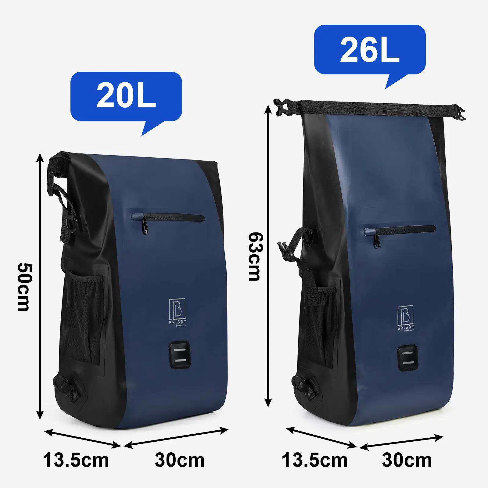 Fietstas Toerfietsen Rolltop Set 40L 2 Tassen 3 In 1 Waterdicht Blauw 6/7