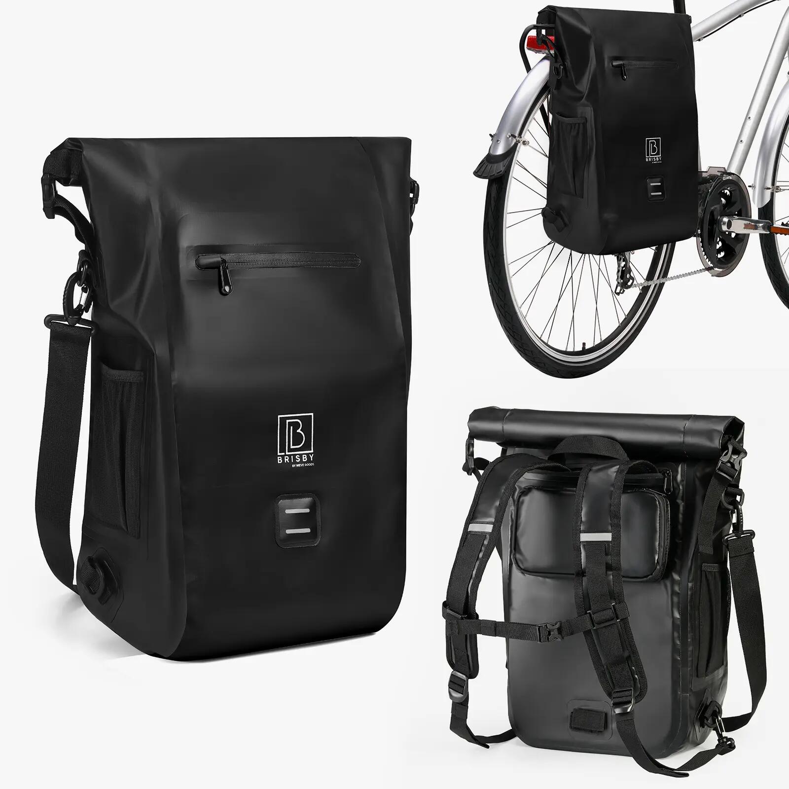Fietstas Toerfietsen Rolltop 20L 3 In 1 Rugtas En Schoudertas Zwart 2/7