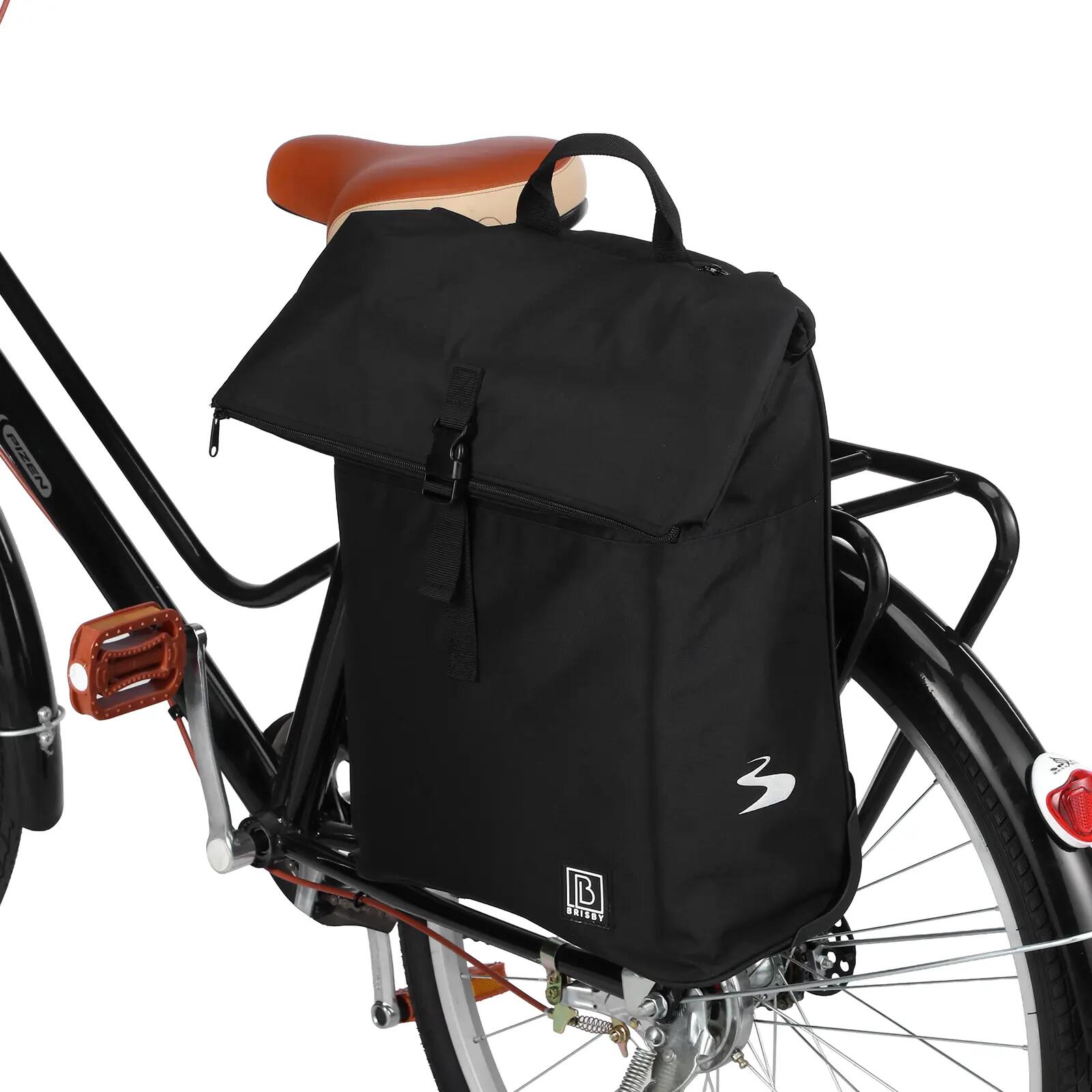 Fietstas Toerfietsen Fietstrolley 18L Tot 28L Met Wielen Laptopvak Zwart 5/7