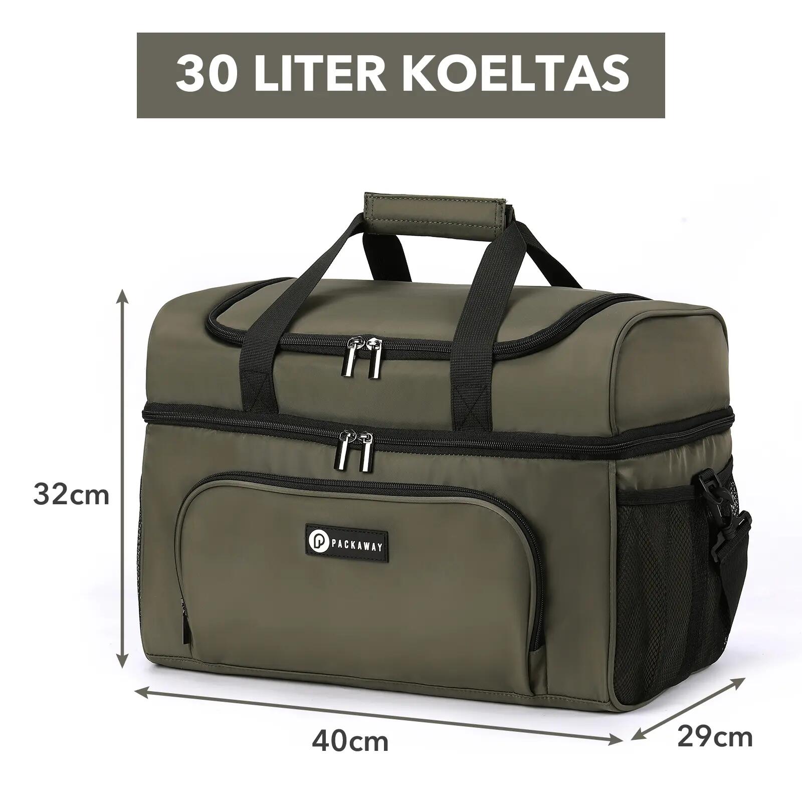 Koelbox Kamperen Duo 30L 2 Geïsoleerde Vakken Incl. 4 Koelelementen Olijfgroen 6/7