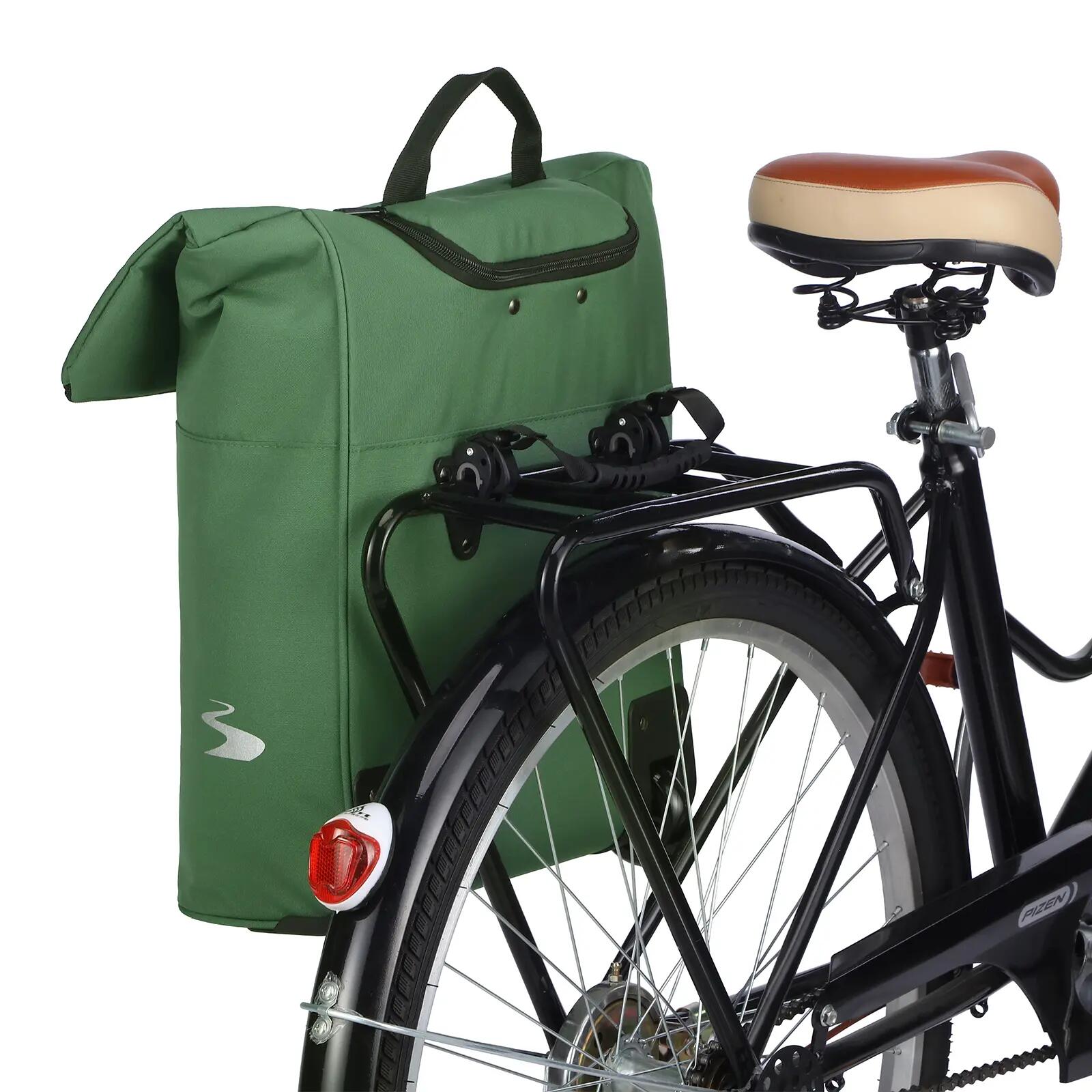Fietstas Toerfietsen Fietstrolley 18L Tot 28L Met Wielen Laptopvak Groen 6/7