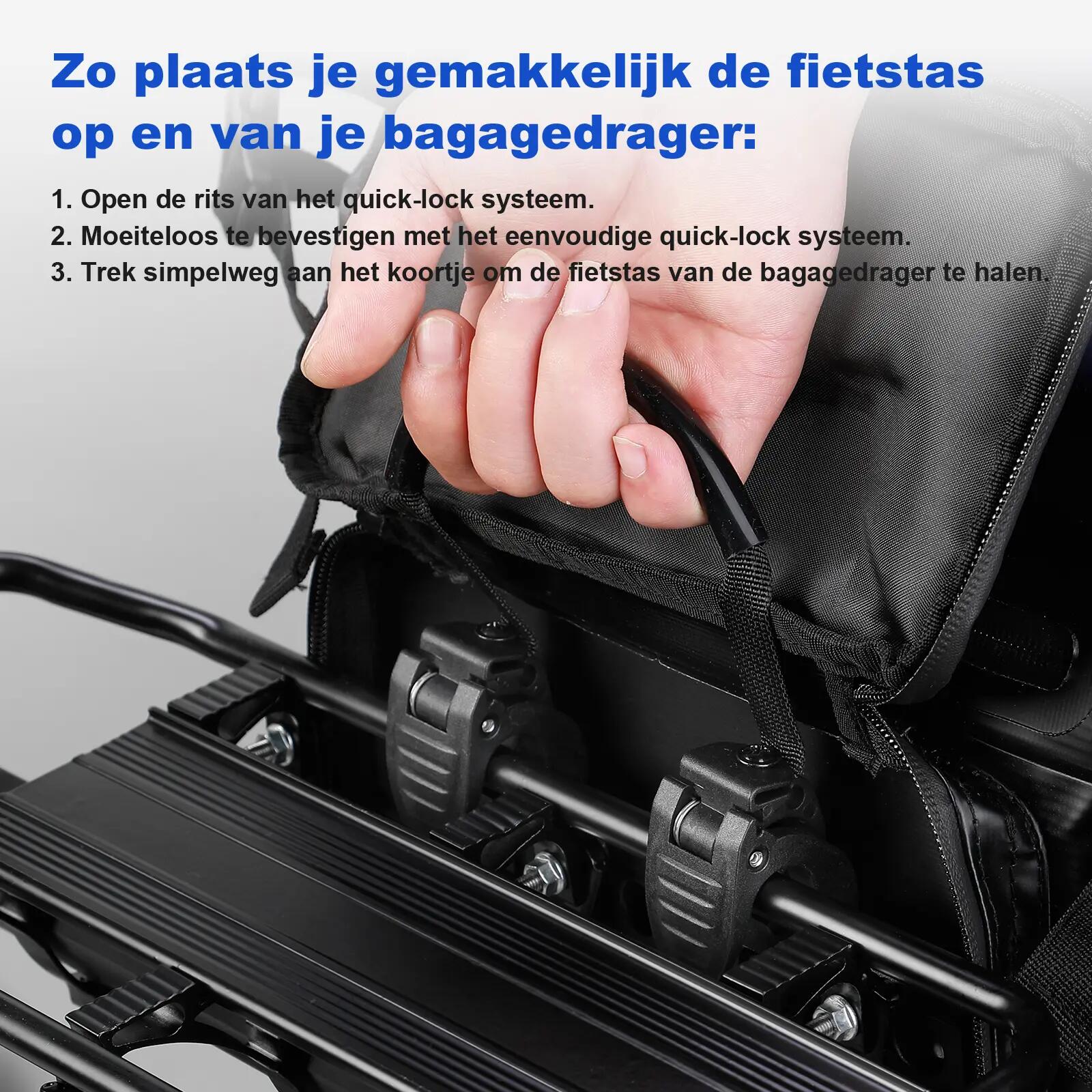 Fietstas Toerfietsen Rolltop Set 40L 2 Tassen 3 In 1 Waterdicht Blauw 3/7