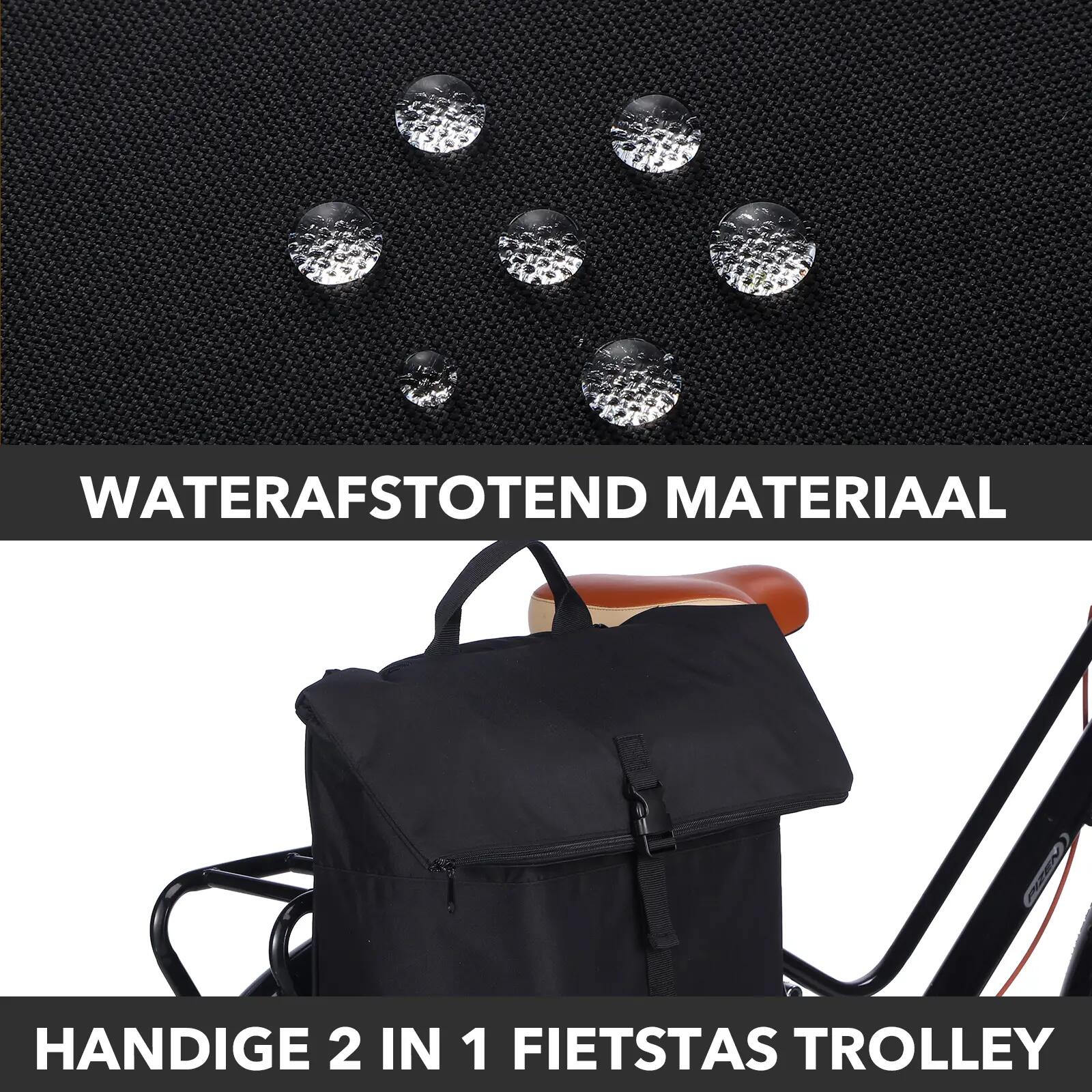 Fietstas Toerfietsen Fietstrolley 18L Tot 28L Met Wielen Laptopvak Zwart 3/7