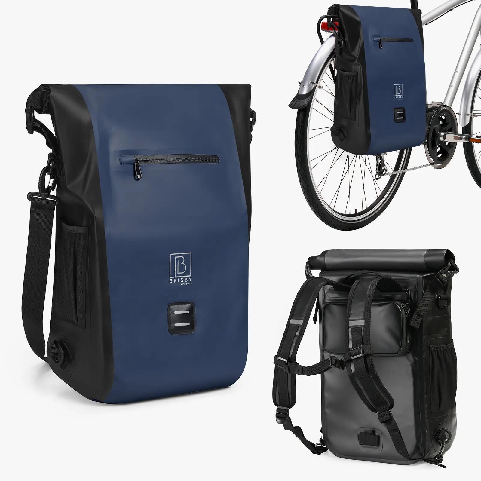 Fietstas Toerfietsen Rolltop Set 40L 2 Tassen 3 In 1 Waterdicht Blauw 2/7