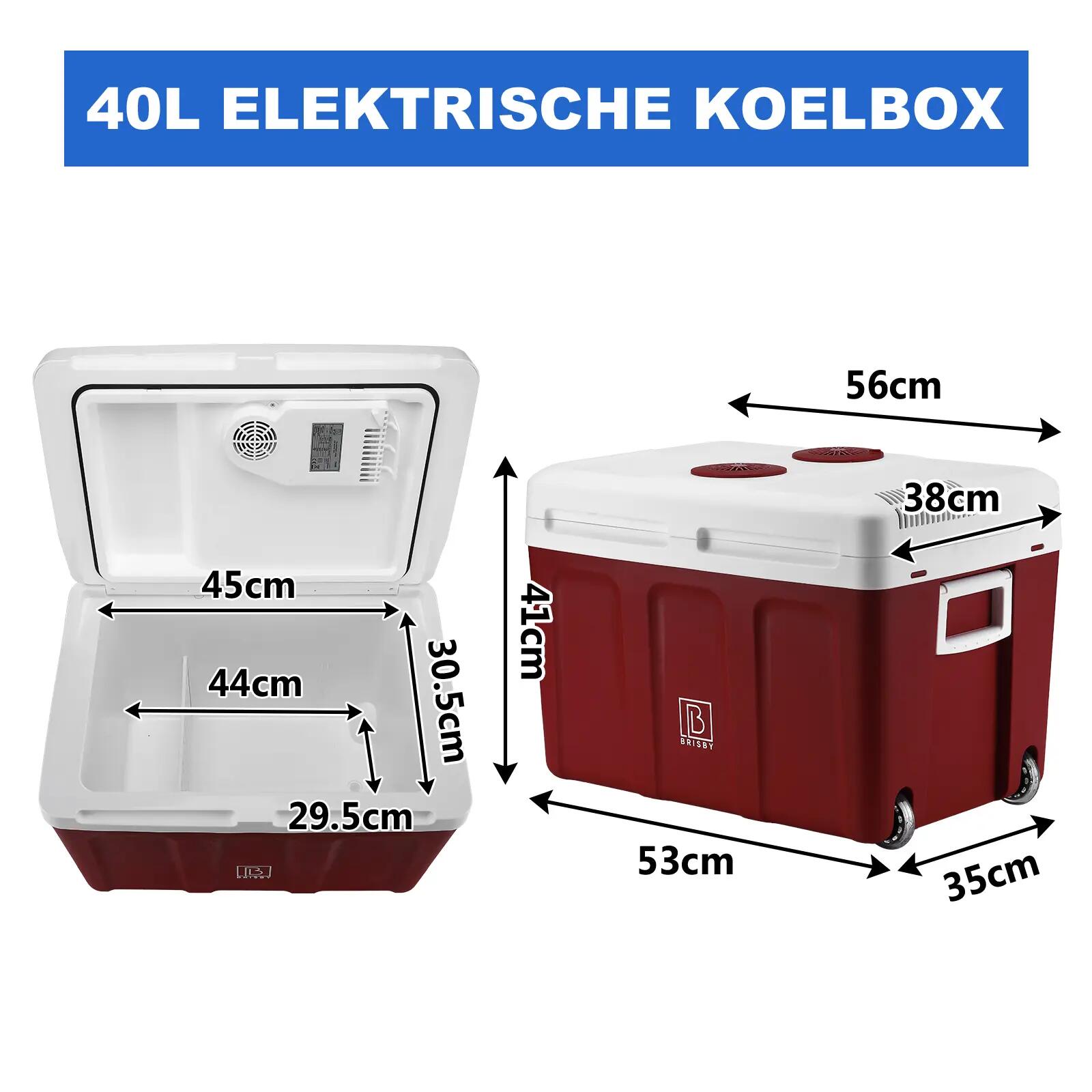 Koelbox Kamperen Elektrisch 40L 12V En 230V Koelen En Verwarmen Met Wielen Rood 5/7