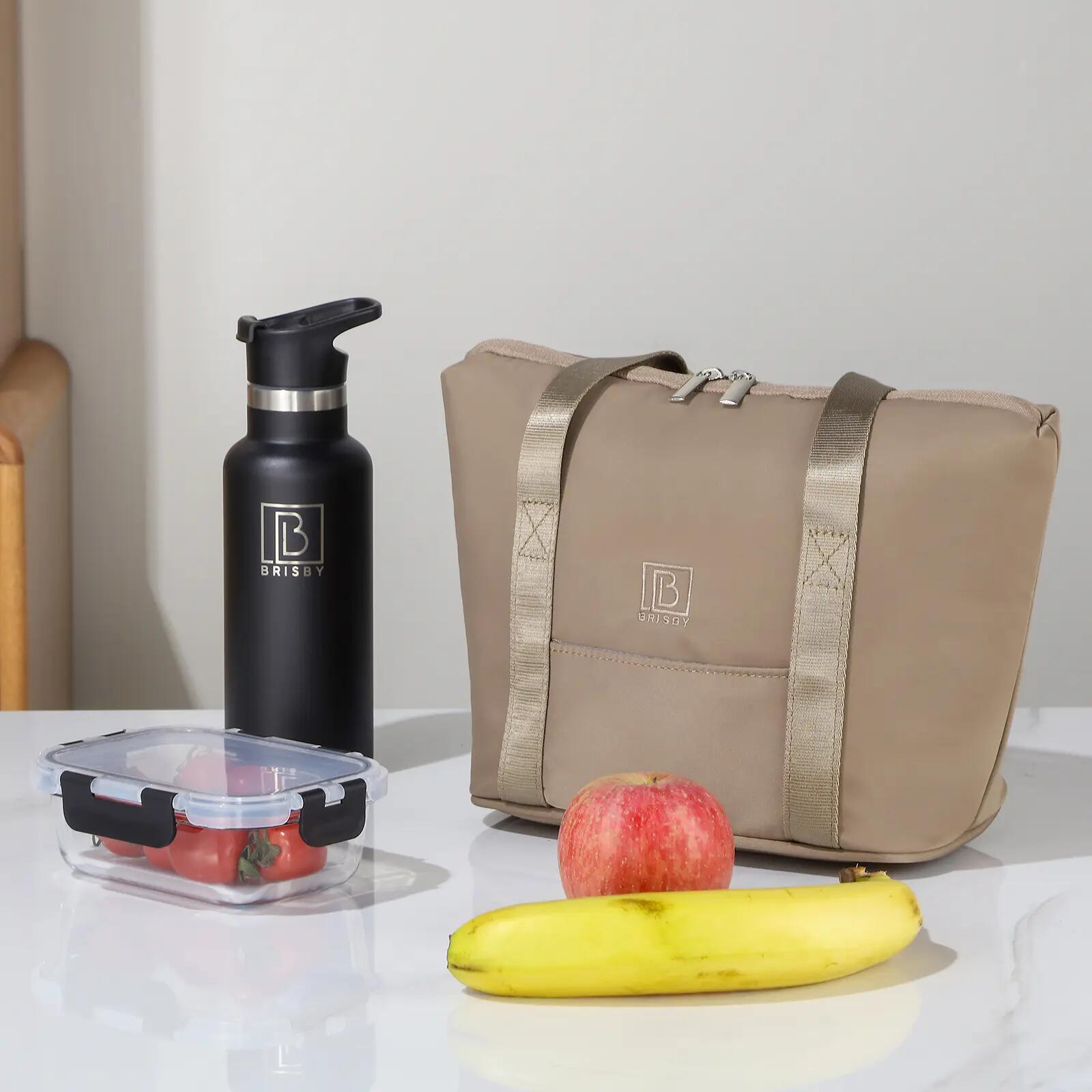 Lunchbox Outdoor Koeltas 6L Geïsoleerd Incl. 2 Koelelementen Voorvak Taupe beige 6/7