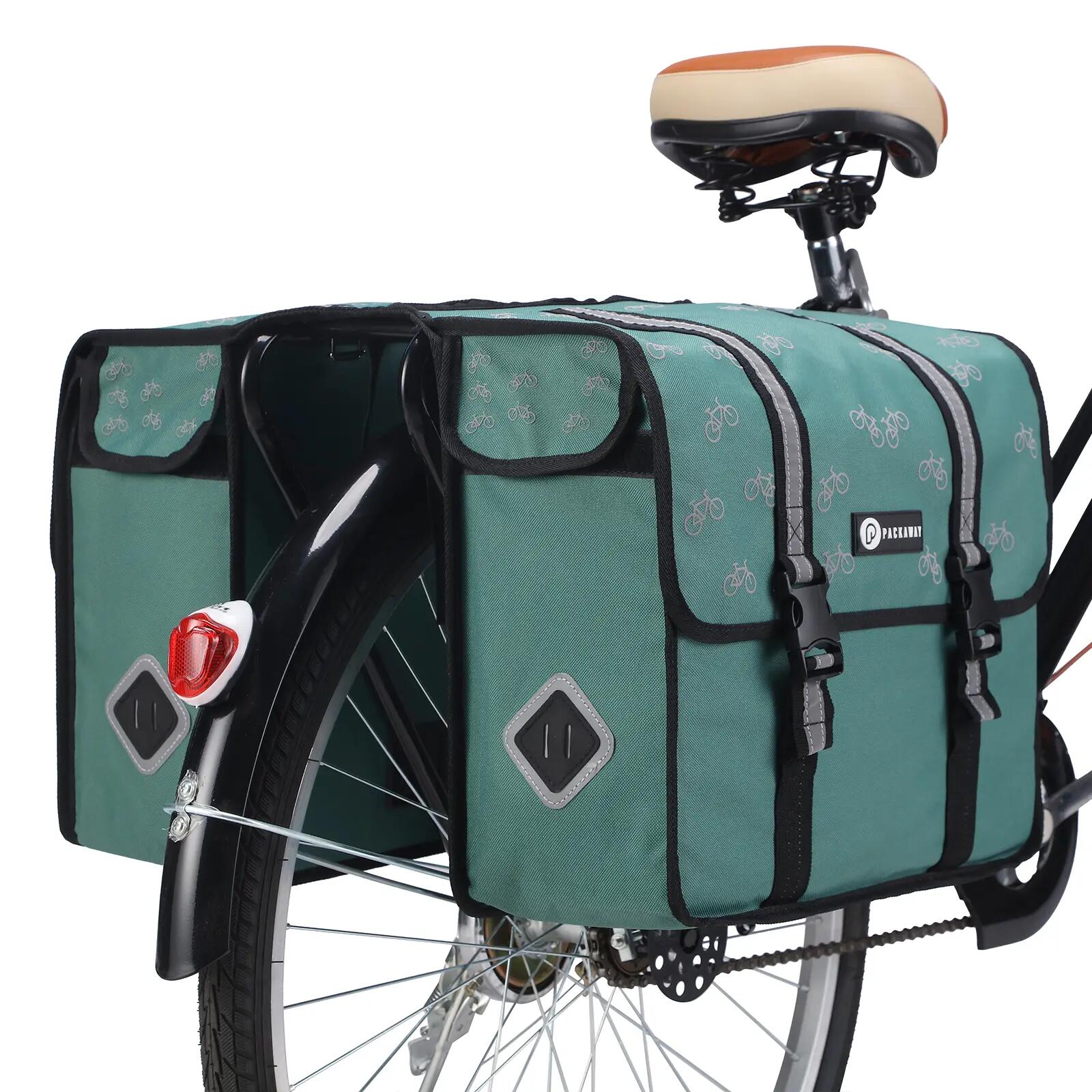 Fietstas Toerfietsen Dubbel 36L Waterdicht Reflecterend Afneembaar Groen 6/7