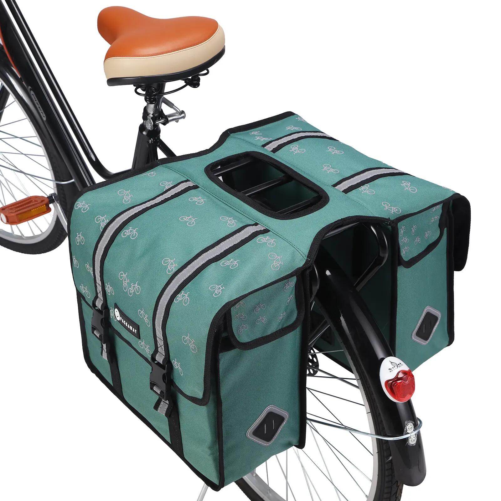 Fietstas Toerfietsen Dubbel 36L Waterdicht Reflecterend Afneembaar Groen 5/7