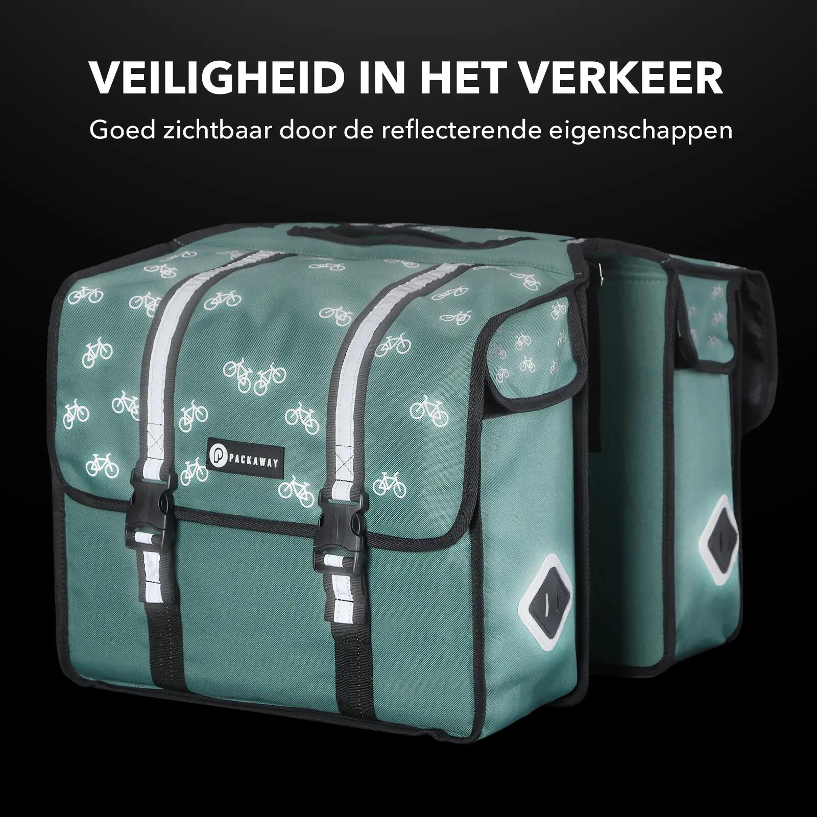 Fietstas Toerfietsen Dubbel 36L Waterdicht Reflecterend Afneembaar Groen 4/7
