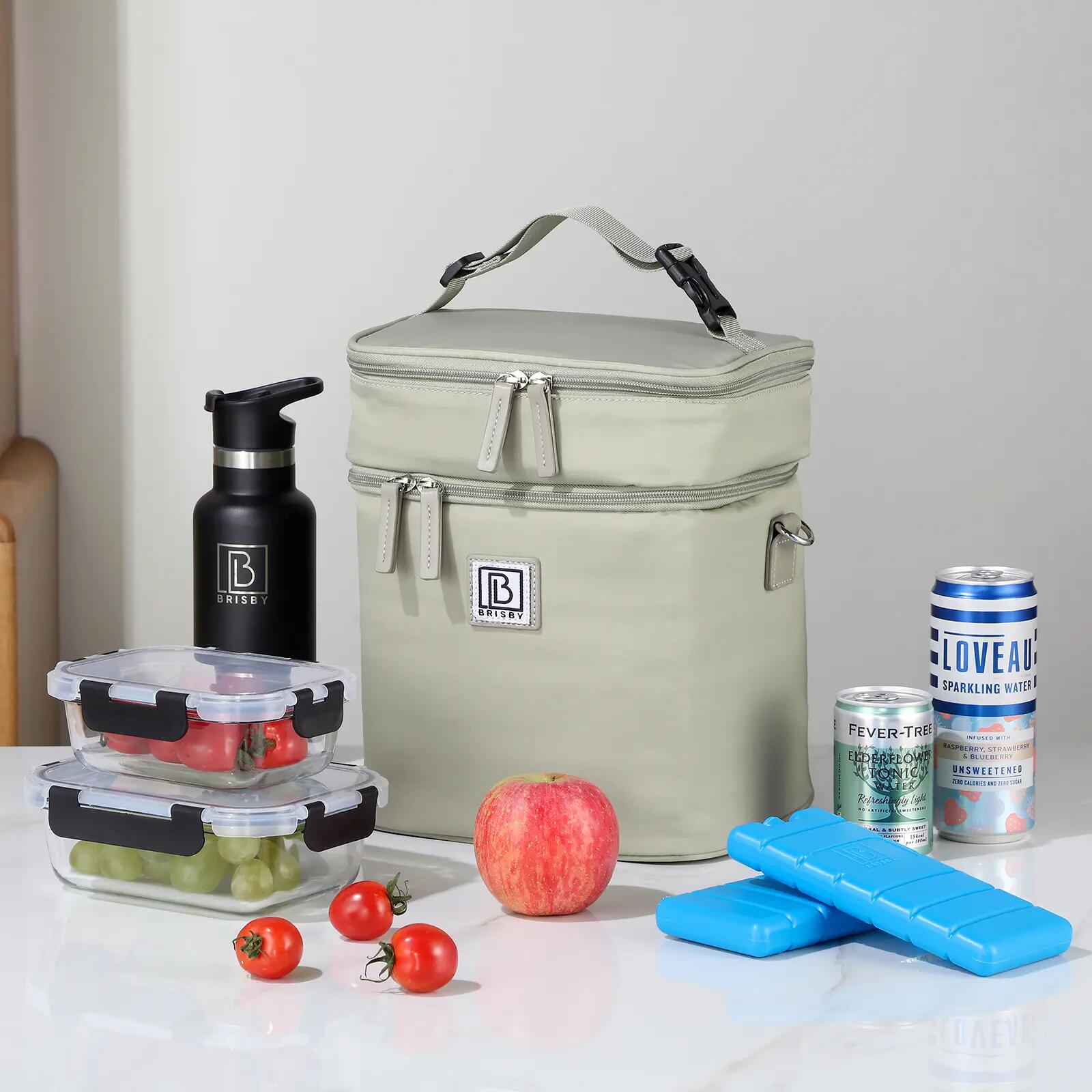 Lunchbox Outdoor Koeltas 12L 2 Geïsoleerde Vakken Incl. 2 Koelelementen Groen 6/7