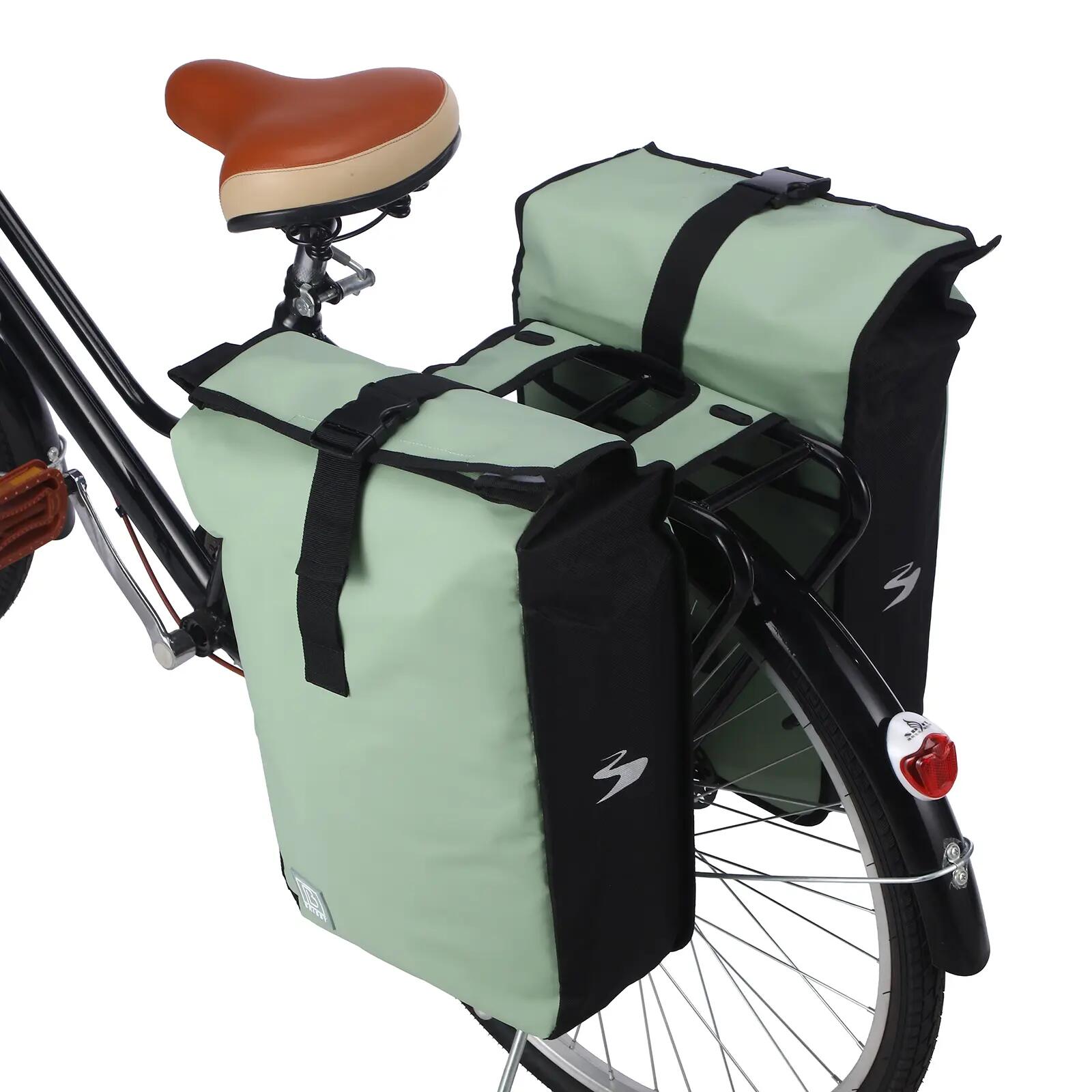 Fietstas Toerfietsen Rolltop 39L Dubbel Waterdicht Reflecterend Groen 6/7