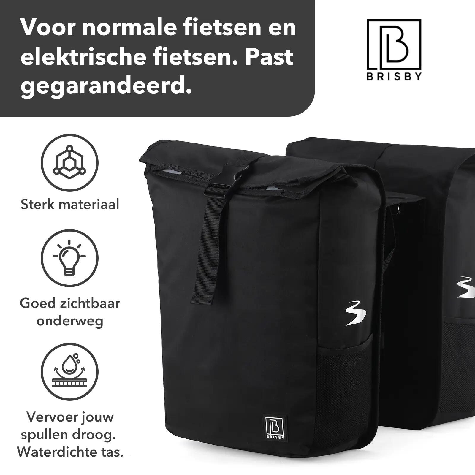 Fietstas Toerfietsen Rolltop 39L Dubbel Waterdicht Reflecterend Zwart 4/7