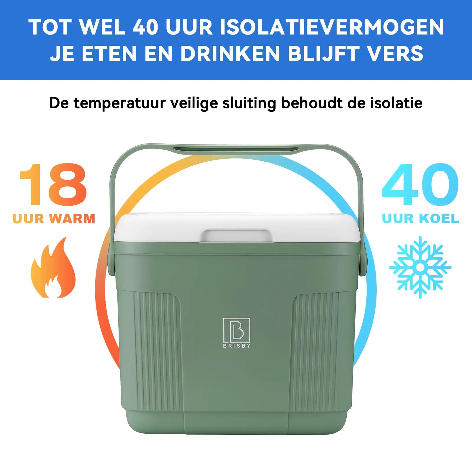Koelbox Kamperen Vershoudset 22L Incl. 4 Koelelementen 3 Vershoudbakjes Groen 2/7