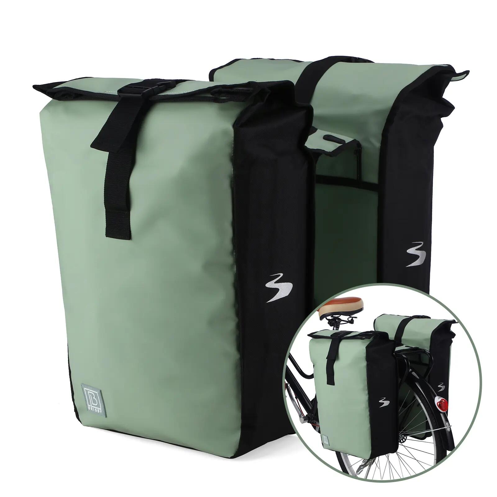 Fietstas Toerfietsen Rolltop 39L Dubbel Waterdicht Reflecterend Groen 2/7