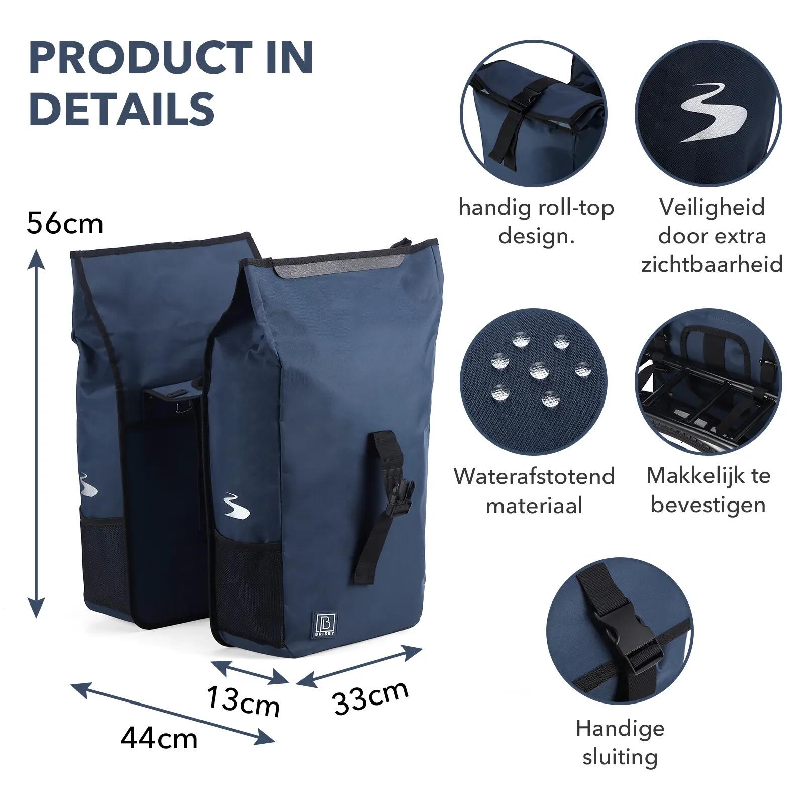 Fietstas Toerfietsen Rolltop 39L Dubbel Waterdicht Reflecterend Blauw 6/7