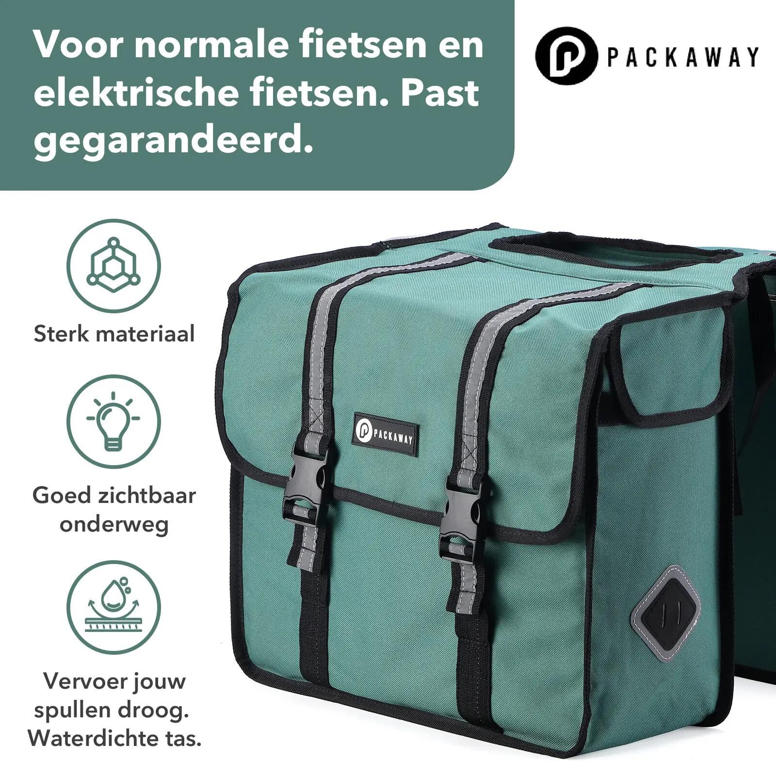 Fietstas Toerfietsen Dubbel 36L Waterdicht Reflecterend Afneembaar Groen 7/7