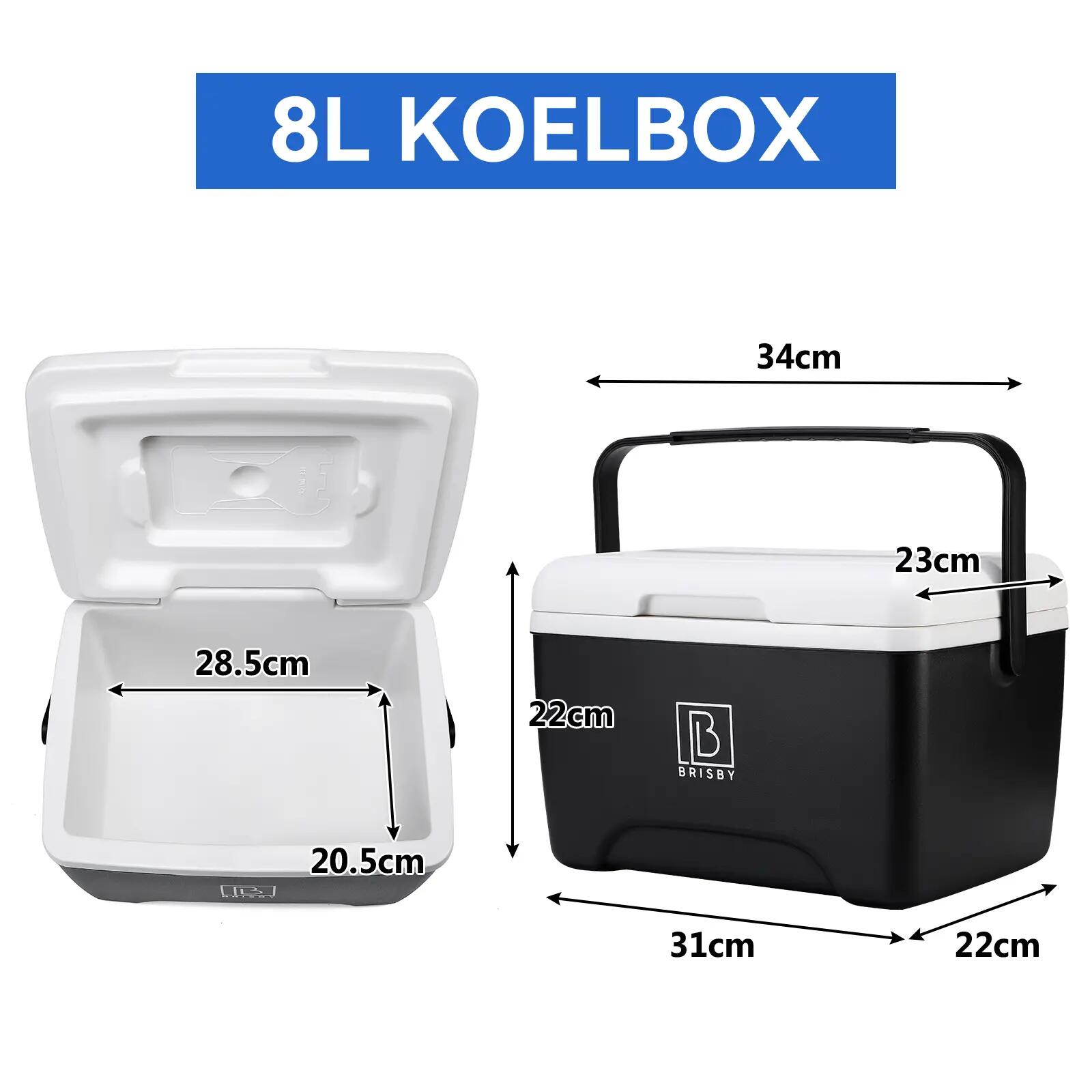 Koelbox Kamperen Thermosset 8L Incl. 2 Koelelementen En Thermosfles Zwart 7/7