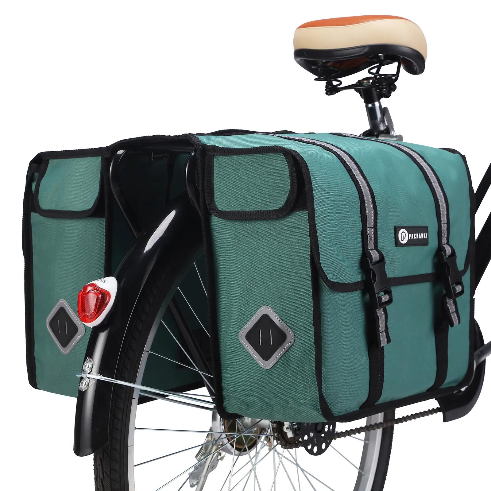 Fietstas Toerfietsen Dubbel 36L Waterdicht Reflecterend Afneembaar Groen 6/7