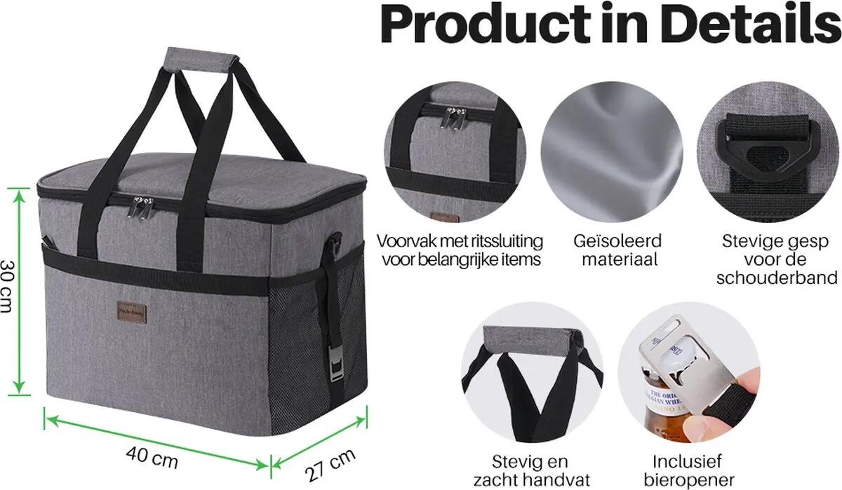 Koelbox Kamperen Fold 30L Opvouwbaar Incl. 4 Koelelementen Grijs 2/2