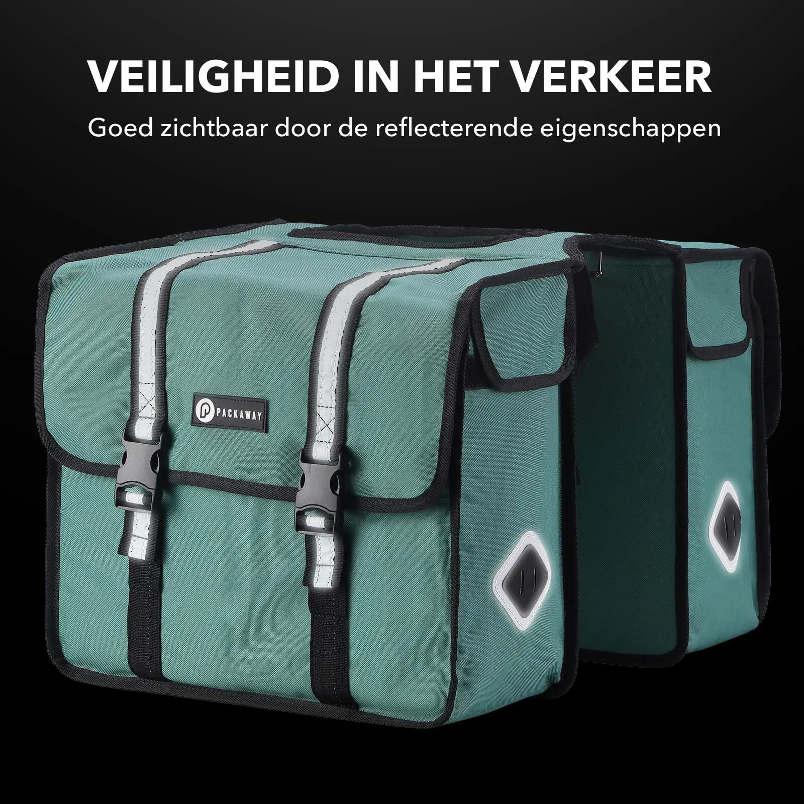 Fietstas Toerfietsen Dubbel 36L Waterdicht Reflecterend Afneembaar Groen 4/7