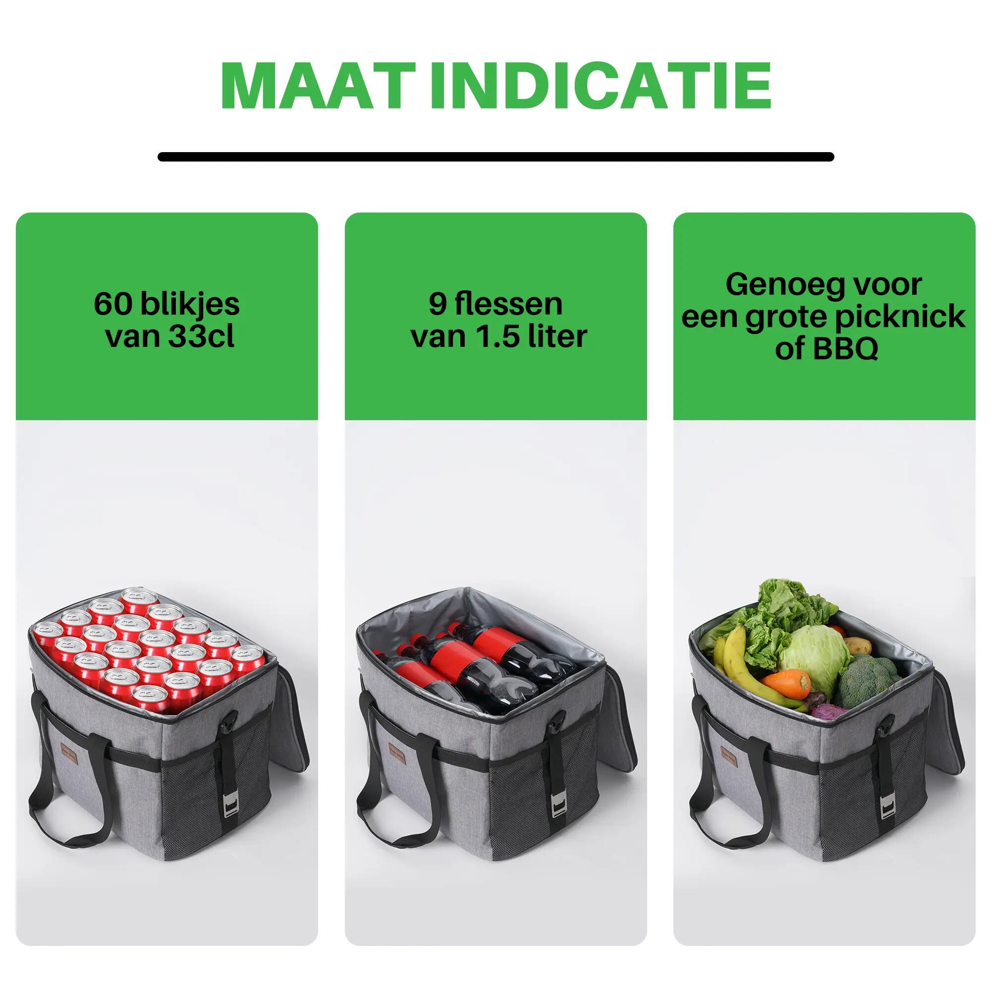 Koelbox Kamperen Divider 30L Vakverdeler Opvouwbaar Incl. 4 Koelelementen Grijs 7/7