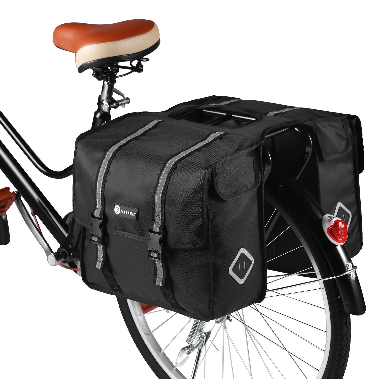 Fietstas Toerfietsen Dubbel 36L Waterdicht Reflecterend Afneembaar Zwart 6/7