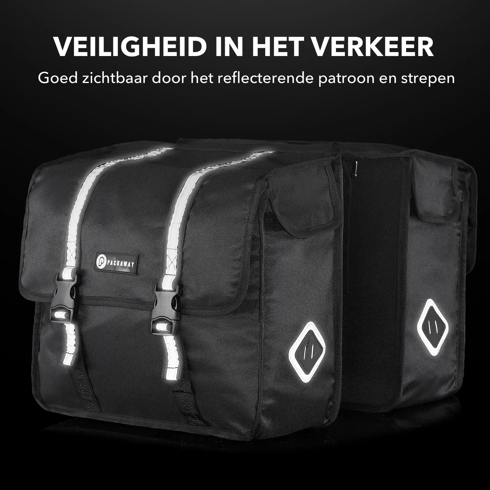 Fietstas Toerfietsen Dubbel 36L Waterdicht Reflecterend Afneembaar Zwart 5/7