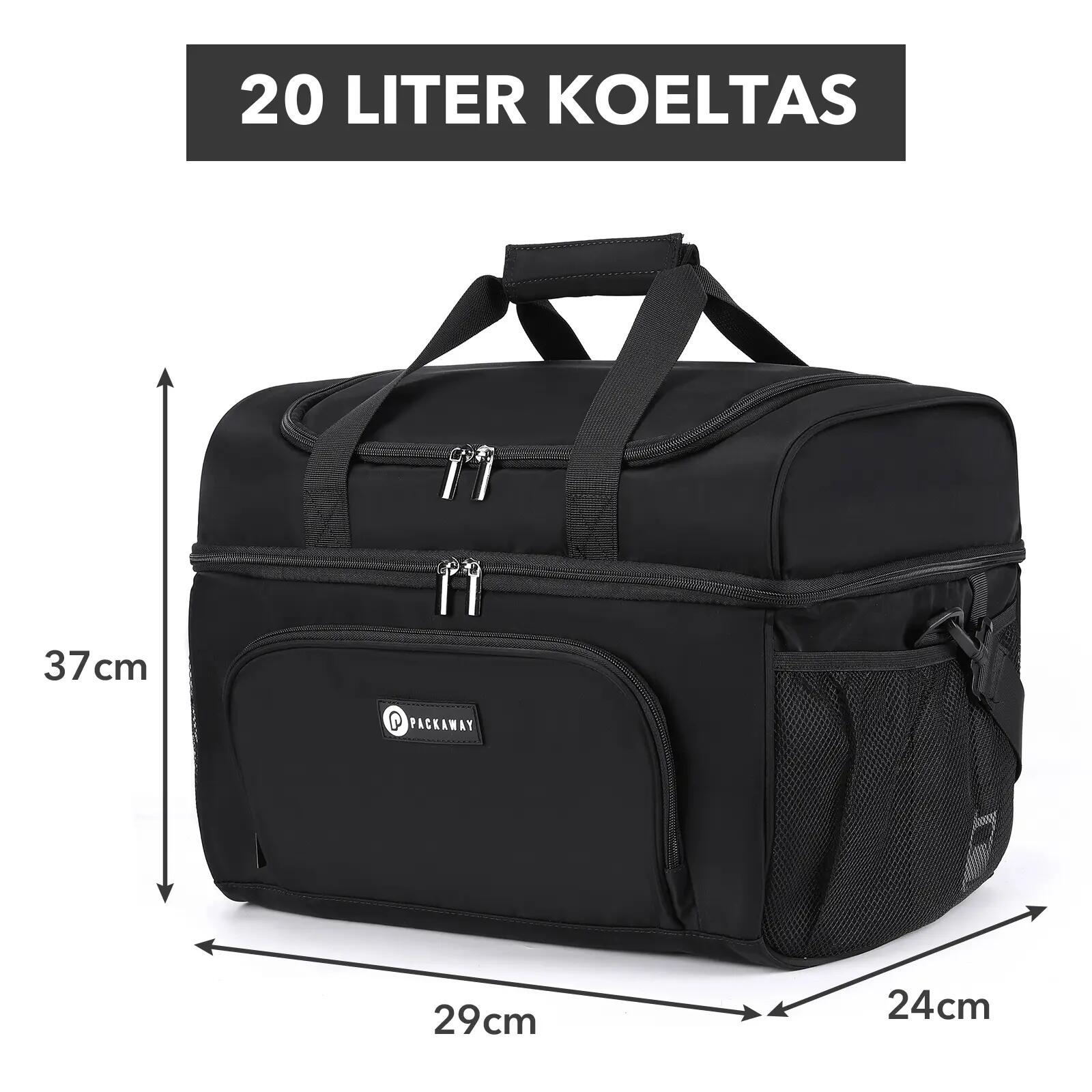 Koelbox Kamperen Duo 20L 2 Geïsoleerde Vakken Incl. 3 Koelelementen Zwart 3/7
